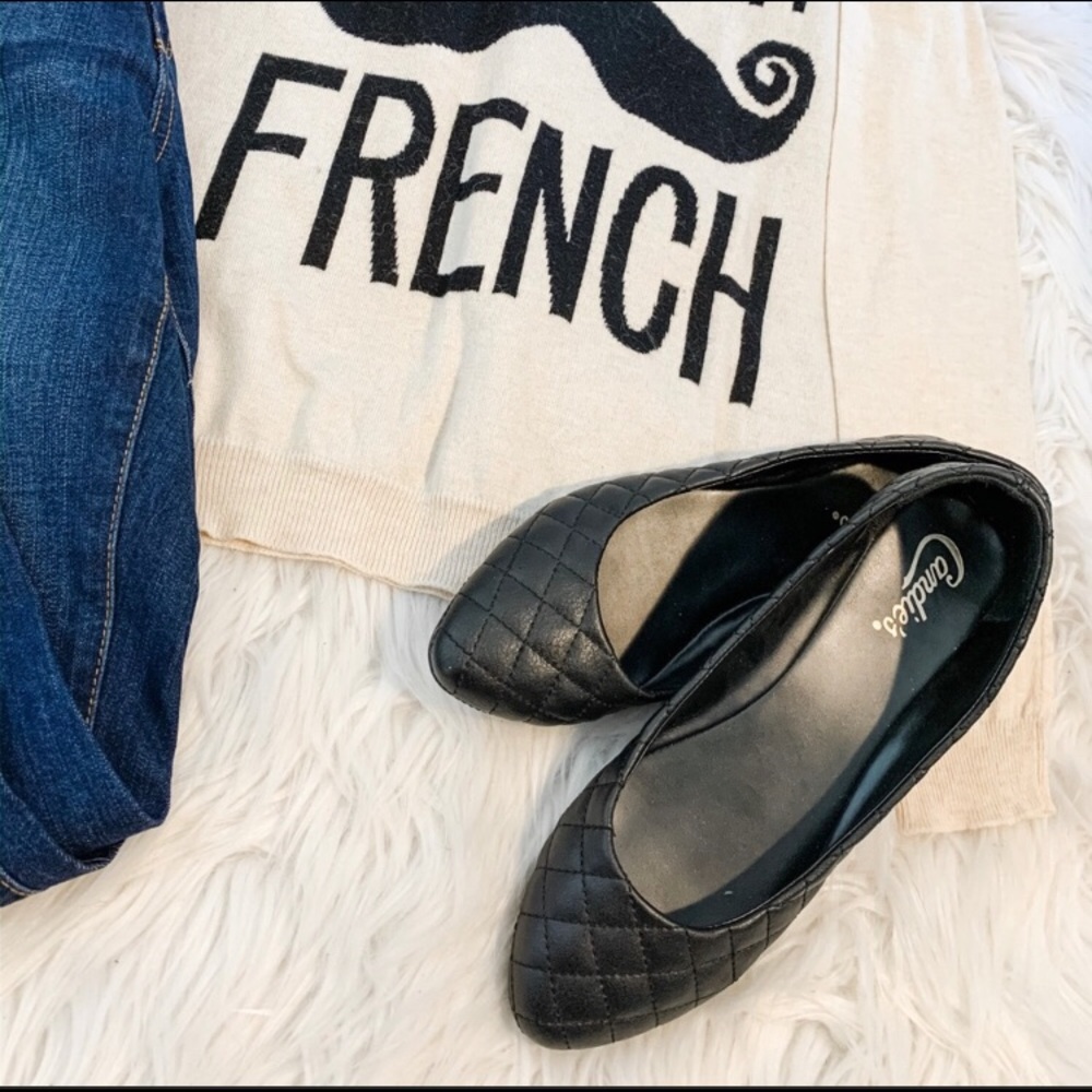 Candies Black Faux Leather Quilted Flats